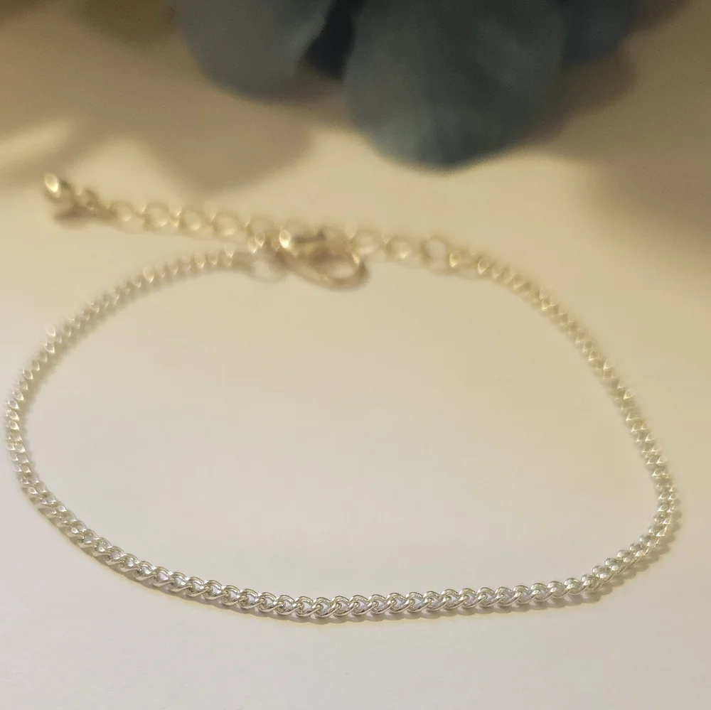 Dainty Silver Tone Chain Link Bracelet Adjustable 7
